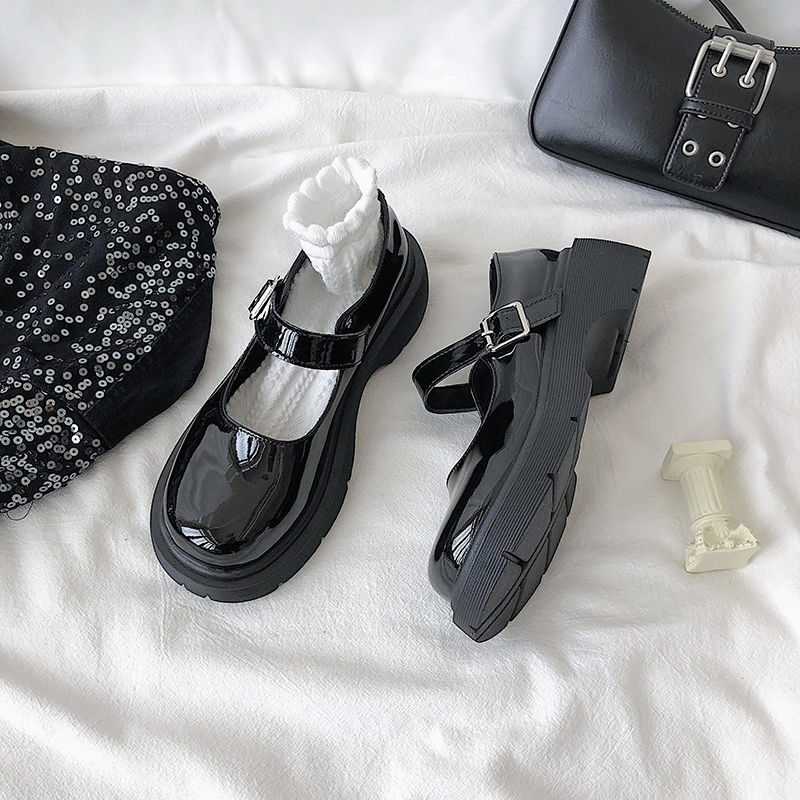 British Leather Mary Jane Platform Shoes for Women