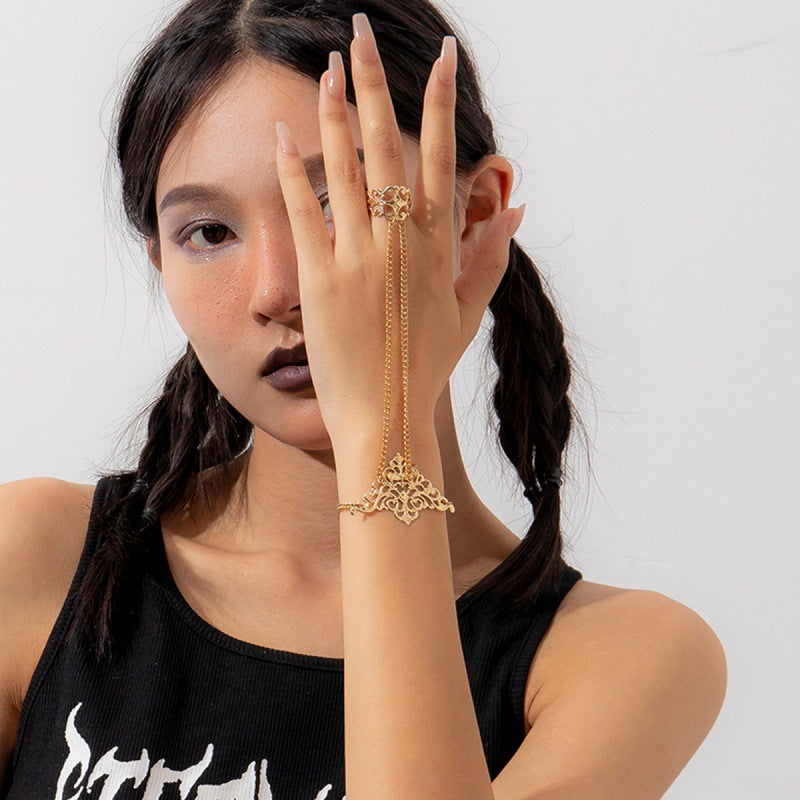 Europunk Gothic Triangle Crown Ring Bracelet