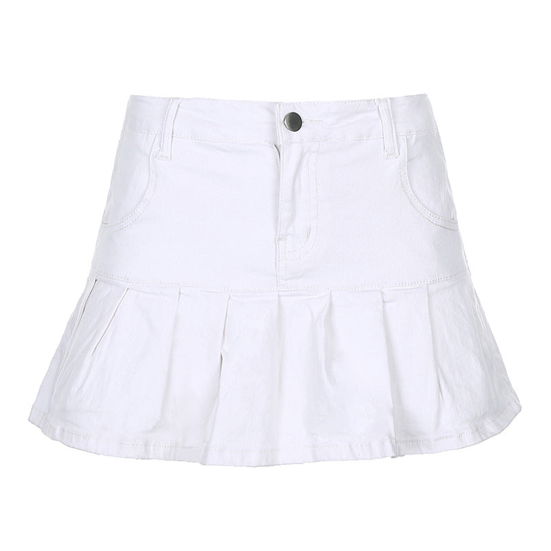 Women's Elastic Denim Skirt for Street and Campus Wear