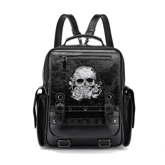 Gothic Women's Skull Head Embroidered Shoulder Bag