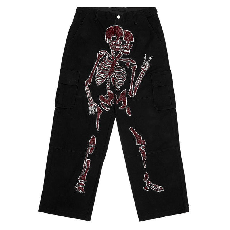 Gothic Jeans with Rhinestone Print