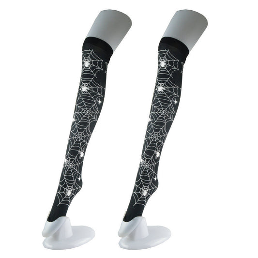 Gothic Halloween Spider Jacquard Lace Socks
