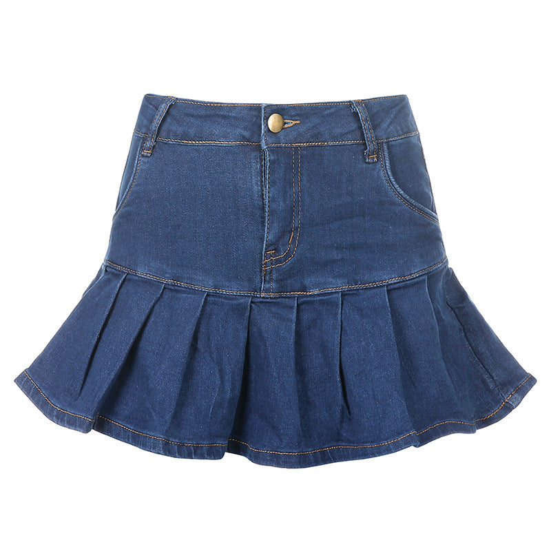 Women's Elastic Denim Skirt for Street and Campus Wear