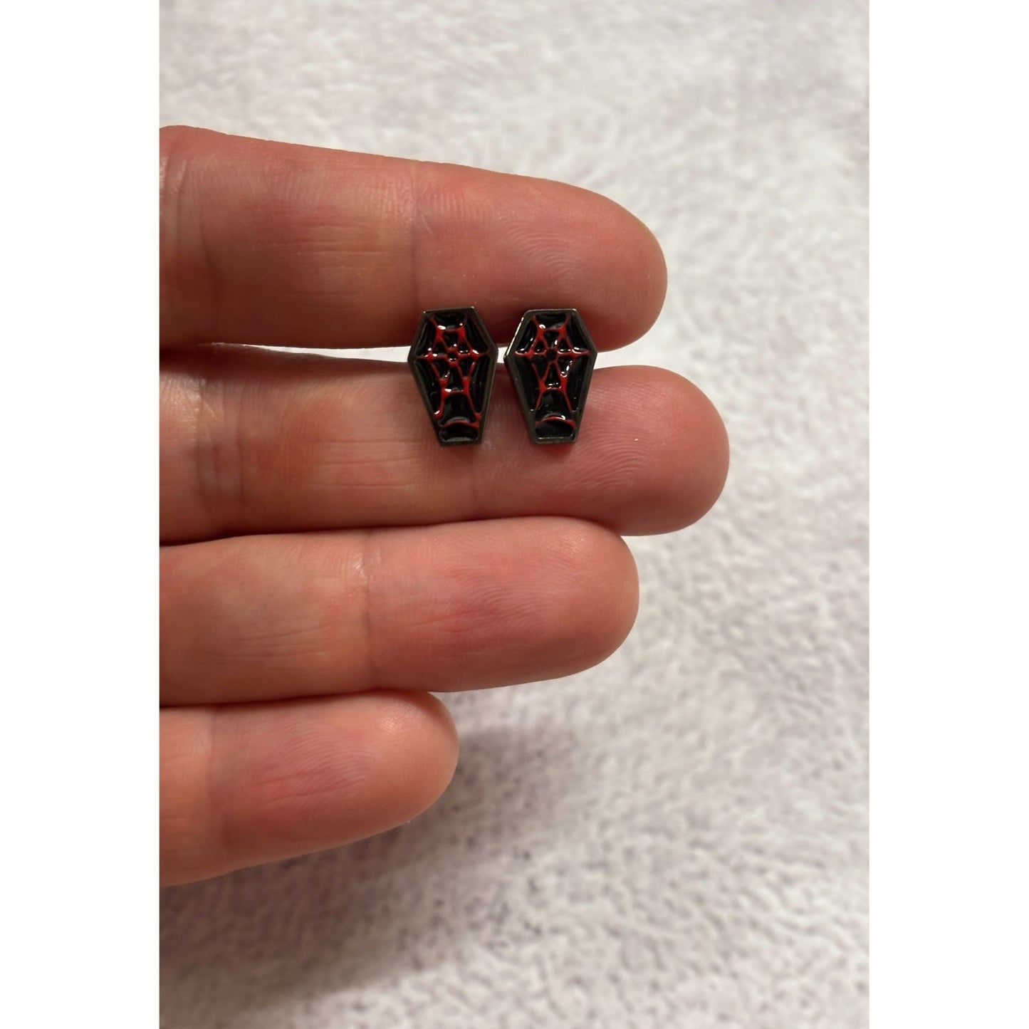 Coffin Stud Earrings | Gothic Red & Black Alternative Jewelry