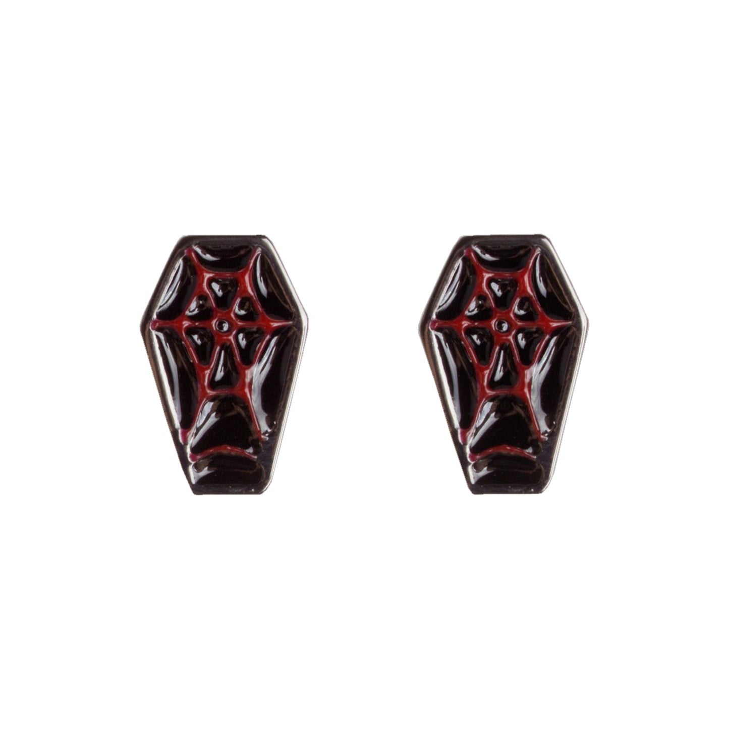 Coffin Stud Earrings | Gothic Red & Black Alternative Jewelry