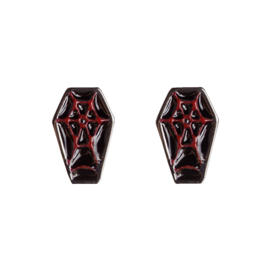 Coffin Stud Earrings | Gothic Red & Black Alternative Jewelry