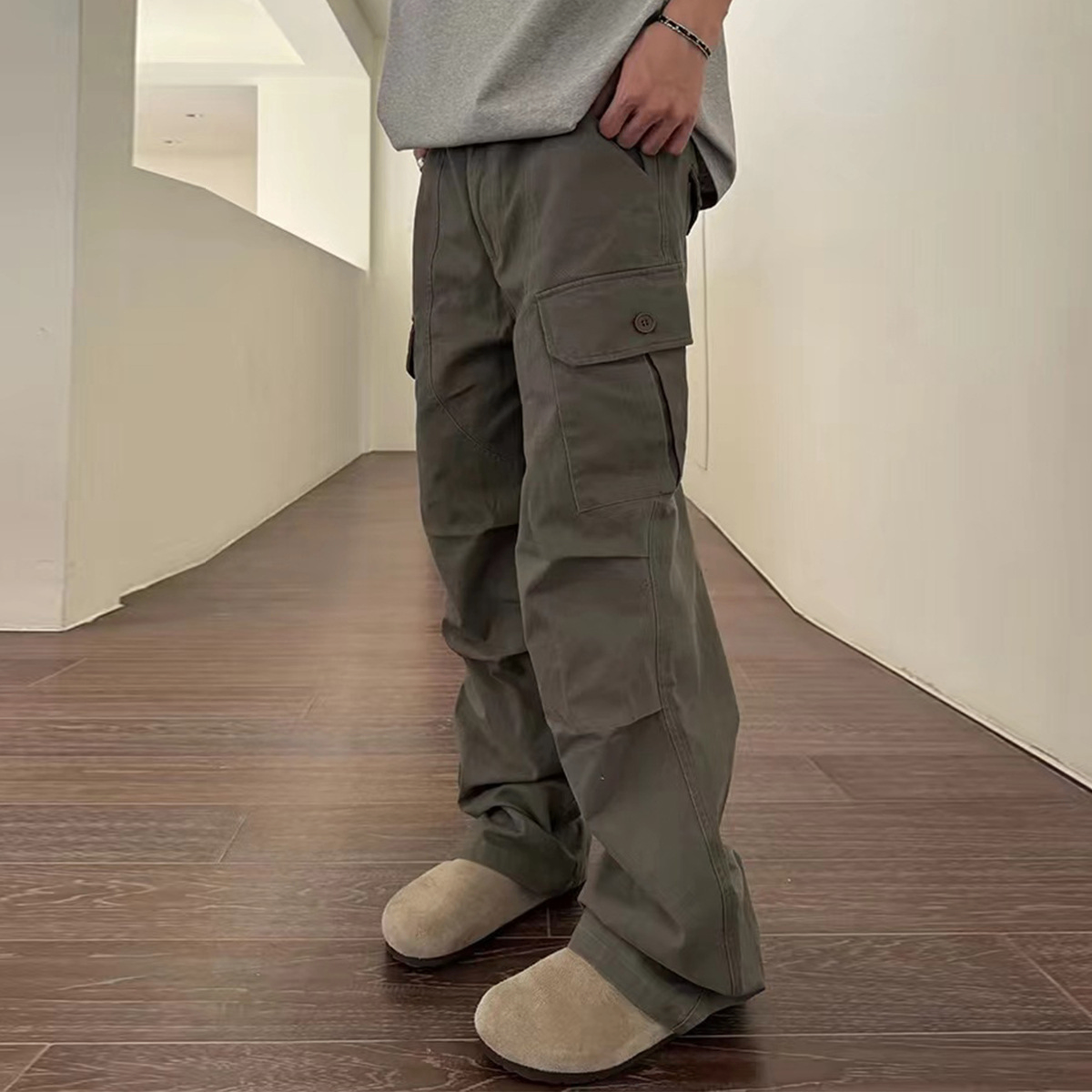 Punk Straight Flared Cropped Trousers