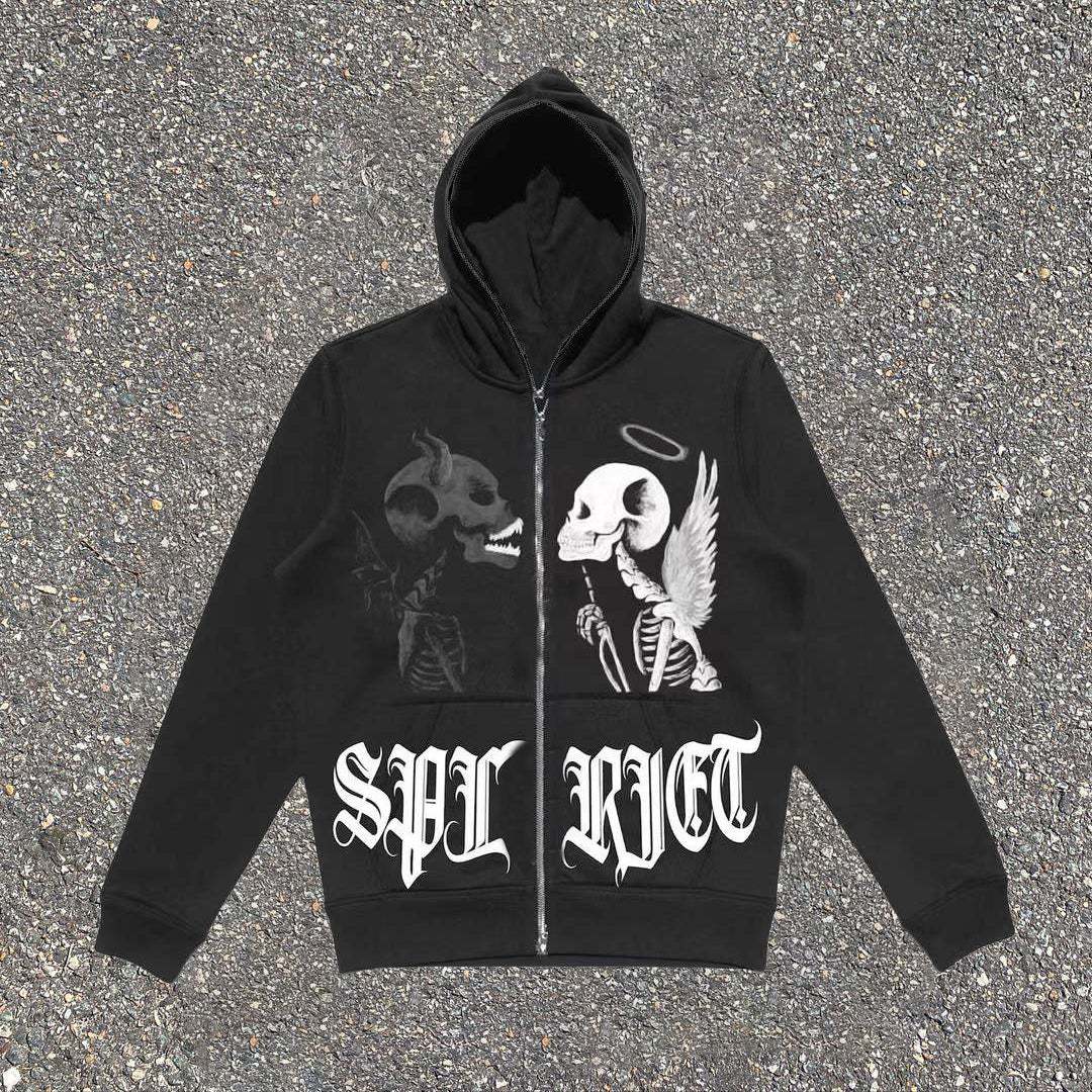 Euro American Gothic Zipper Hoodie Sweatshirt