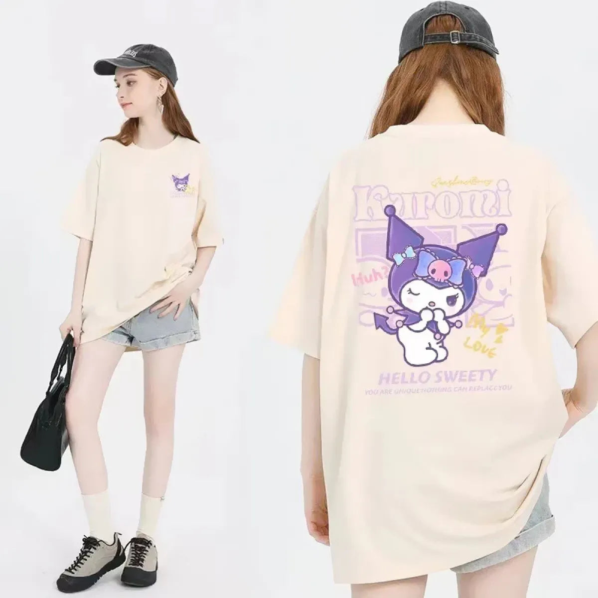 Harajuku Kuromi Graphic T-Shirt | Pastel Goth Anime Tee